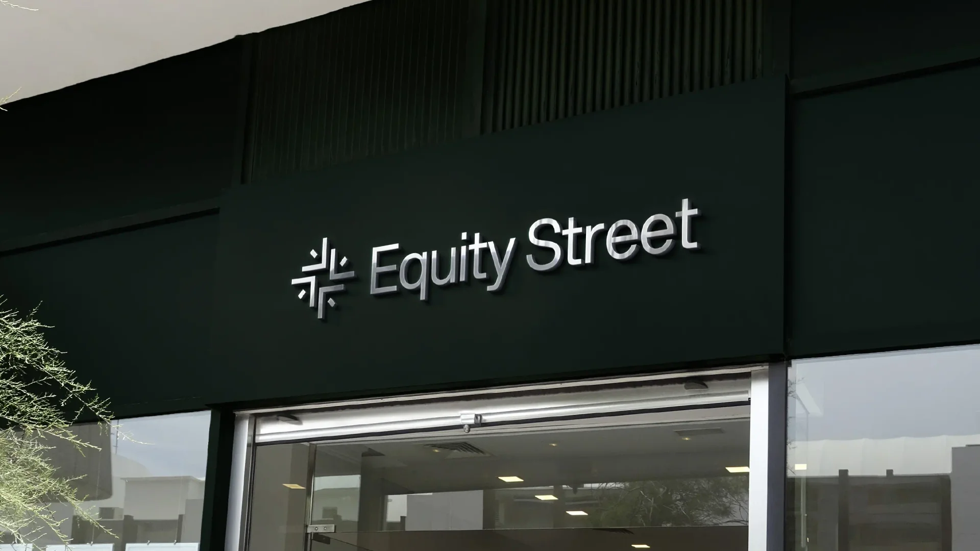 Equity Street illuminated office facade signage